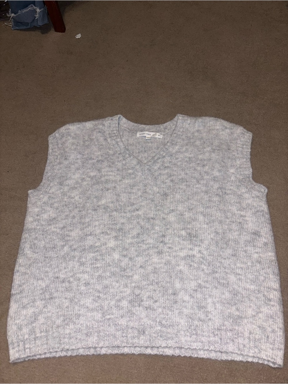 Altar'd State Heather Light Gray V-Neck Sweater Vest